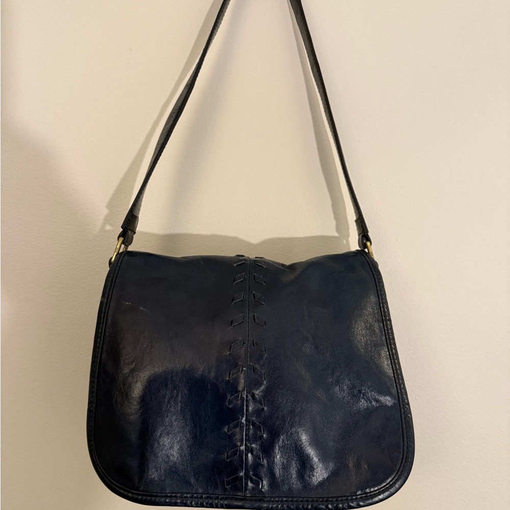 HOBO Navy Arlo Leather Shoulder Bag